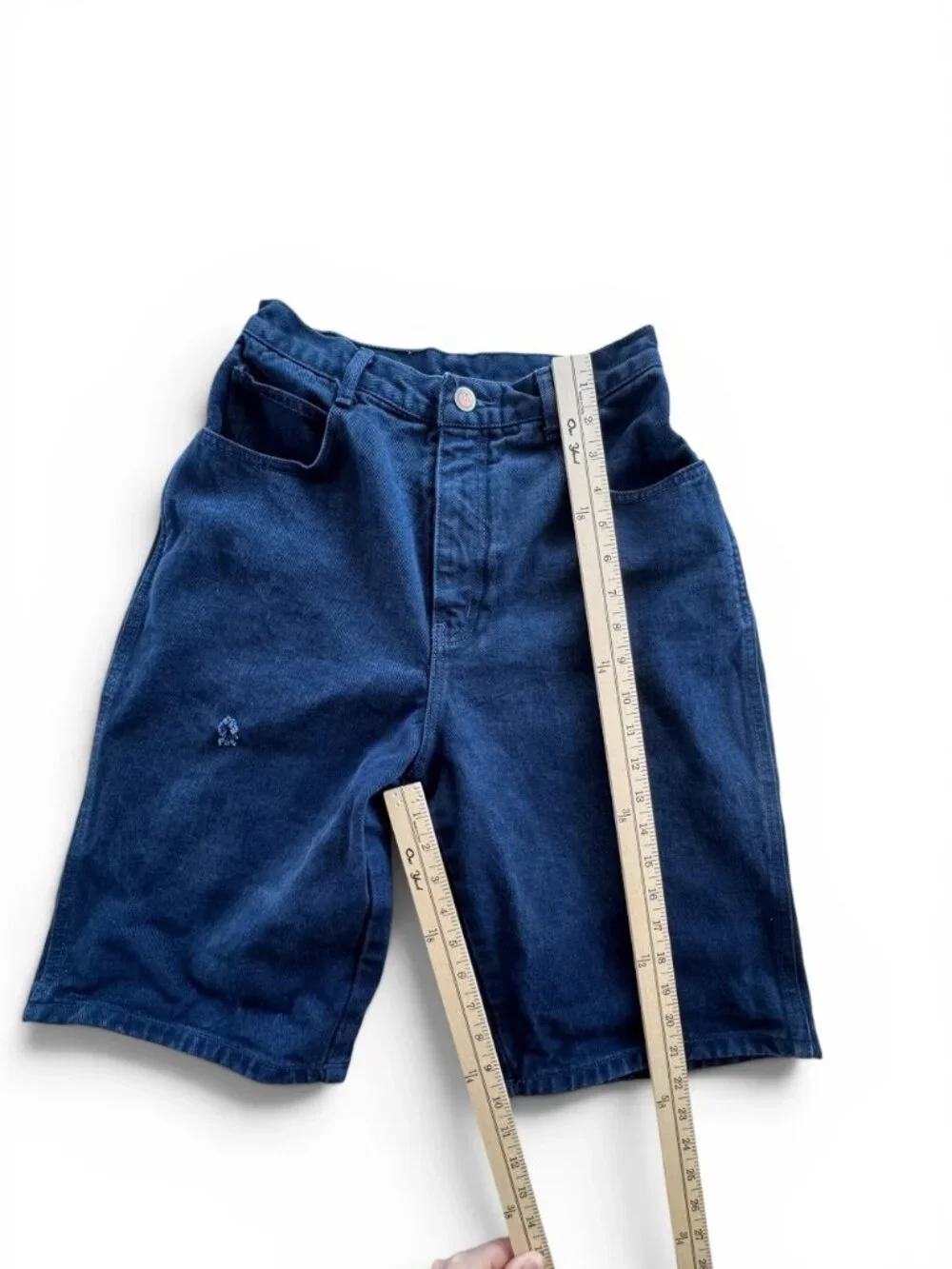 Vintage 90s Authentic 1939 High Waisted Denim Long Shorts Blue 5/6